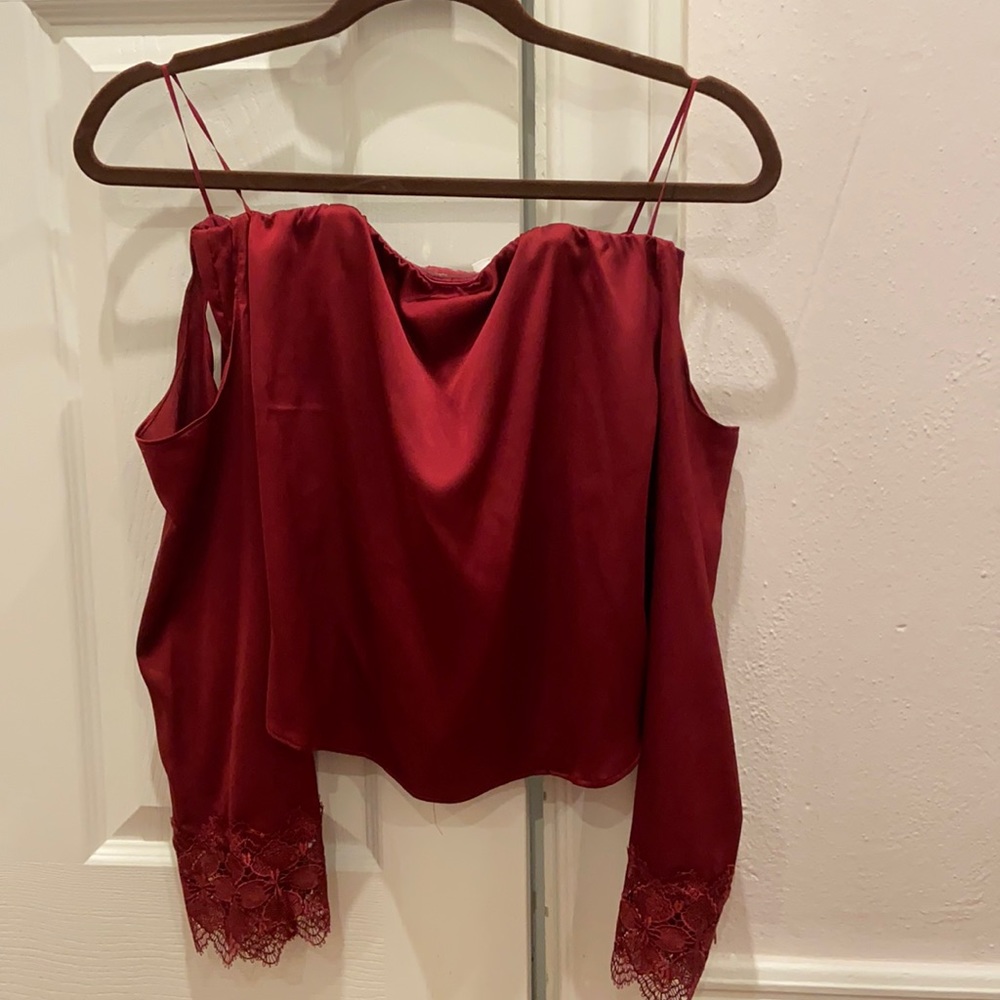 Deep Red Off-the-Shoulder Blouse